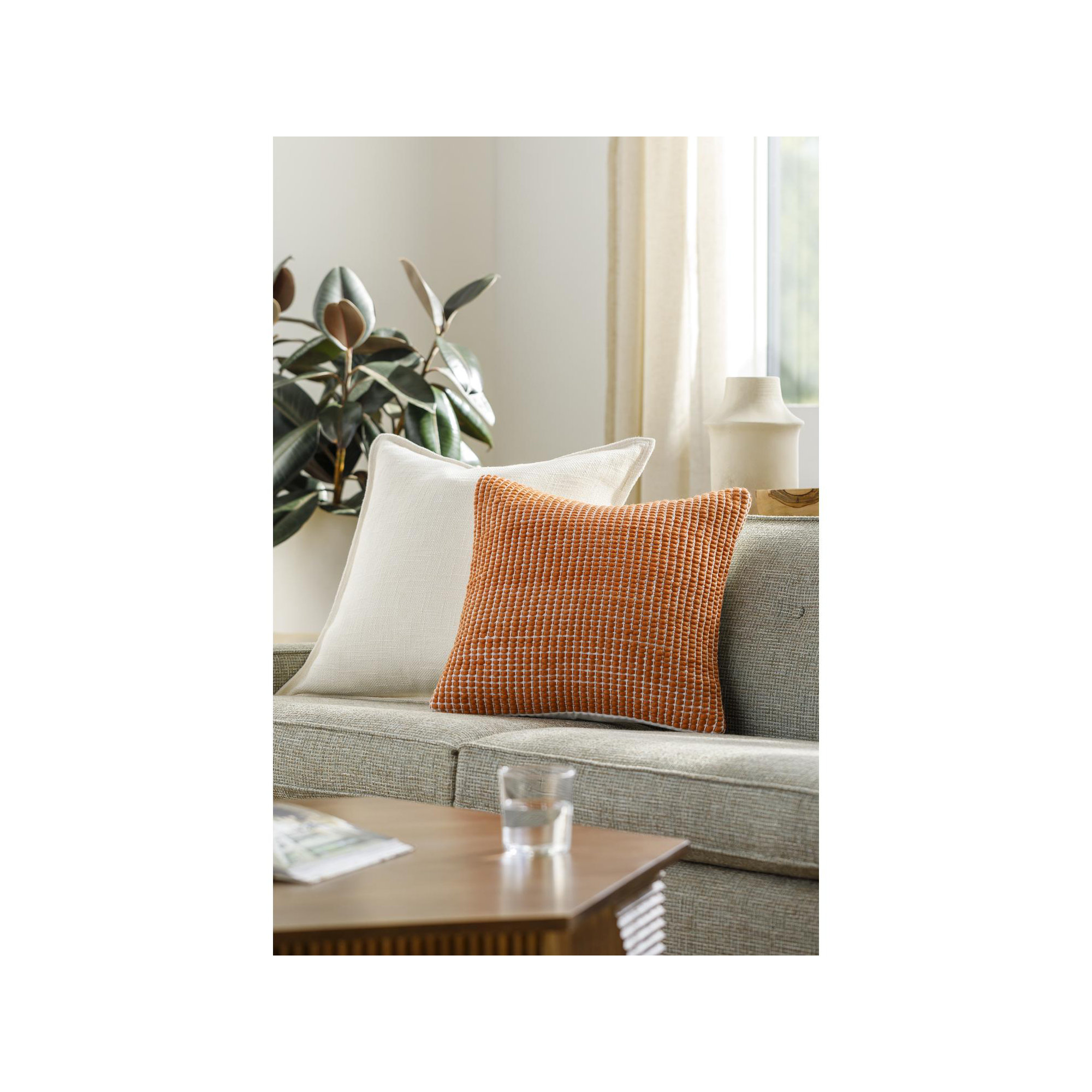 Waverly Wool Throw Pillow, Rust, 20" x 20", Polyester/Polyfill