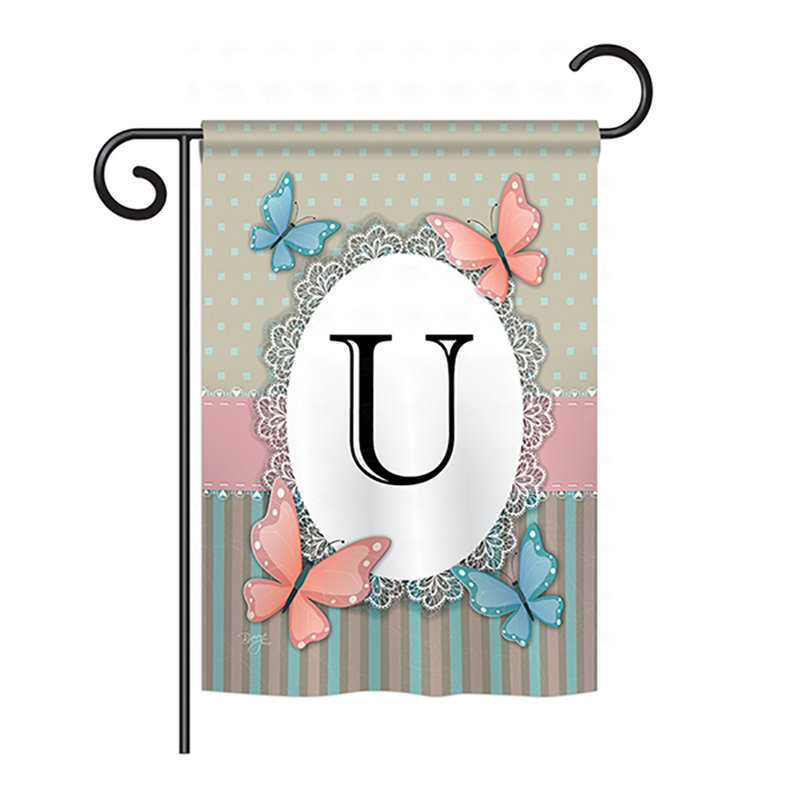 Drapeau de maison / jardin en polyester monogramme à 2 faces Shellman Butterflies, H 18,5 po x l 13 po, U