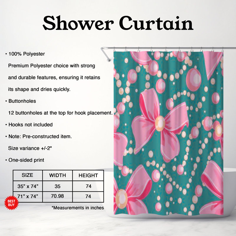 Rideau de douche standard 1 pièce, H 74 po x l 71 po