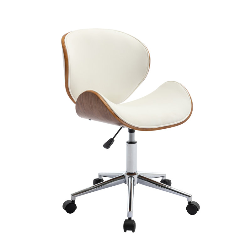 Larkin Faux Leather Mid-Century Office Chair, White
