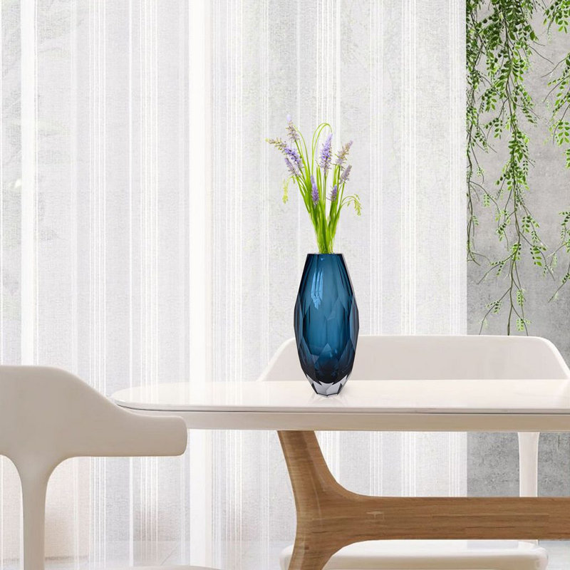Vase de table Ava Art Deco, H 7 po x l 4 po x L 4 po, Bleu