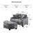 Modern Convertible 2-Seater Sofa Bed With Storage Ottoman, Reclining Backrest, And Side Pocket Armrest-956782539