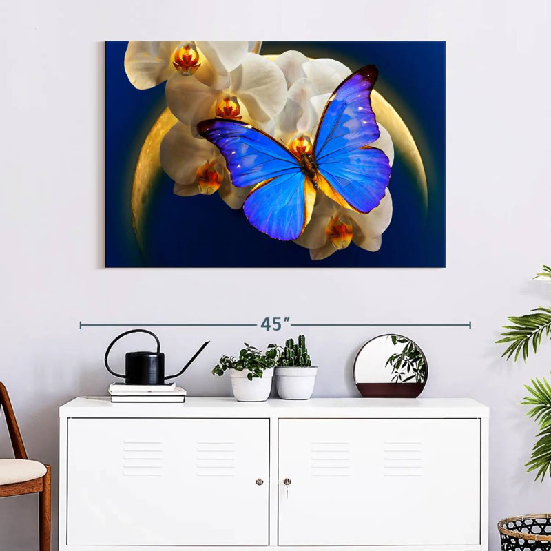 Moonlit Morpho Butterfly, 26" H x 39" W