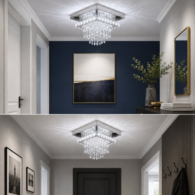 Lustre carré à 1 lumière DEL avec accents Crytal Daevaughn