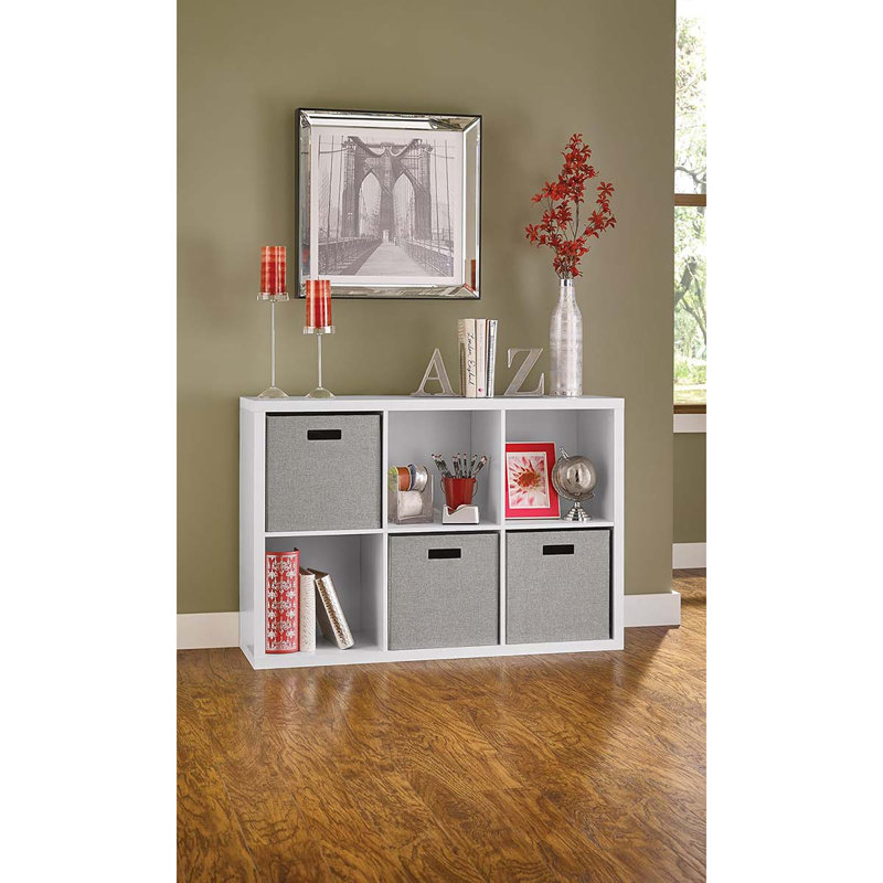 6 Cube Storage Shelf Organizer Bookshelf With Back Panel, Easy Assembly, Wood,