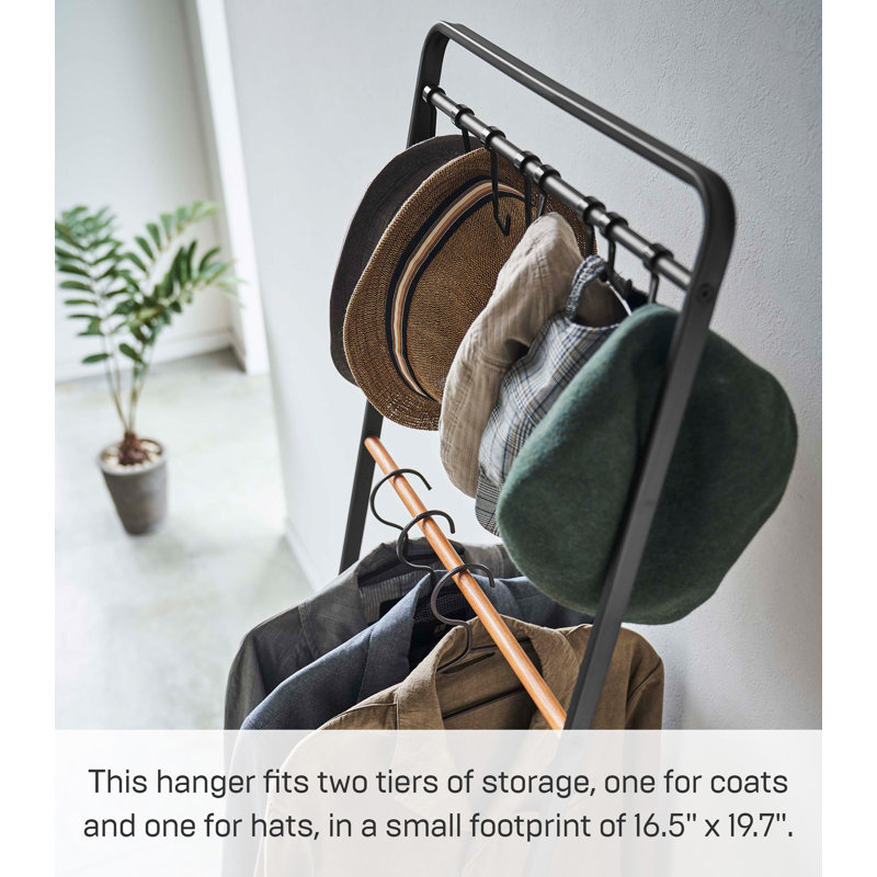 White and Natural Wood 8-Hook Freestanding Coat Rack