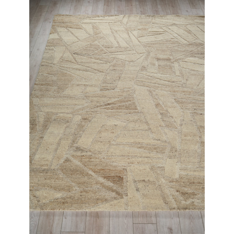 Boma hand-knotted Wool Beige Area Rug, 9'X12'