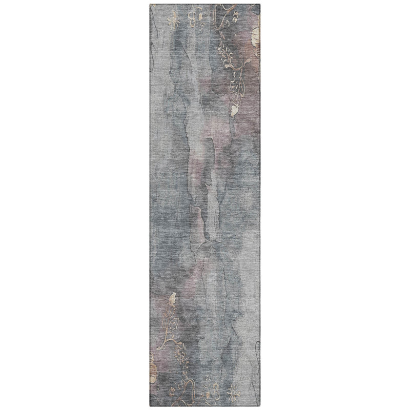 Machine Washable Indoor/Outdoor Chantille Gray Rug, Runner 2'3" x 7'6"