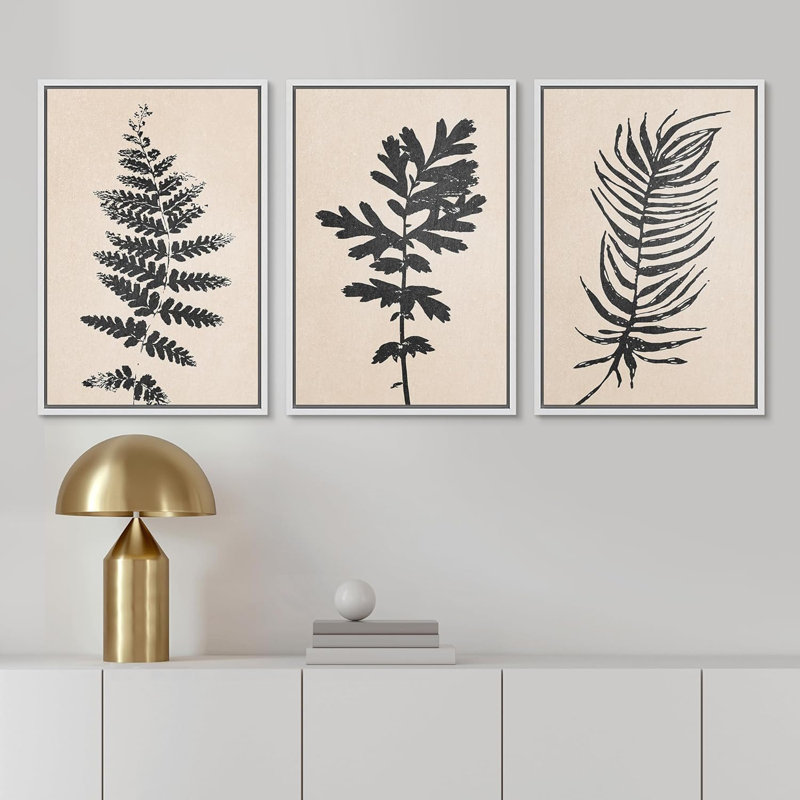 Forêt grunge noire 3 pièces, H 36 po x l 24 po x P 1,5 po, Blanc