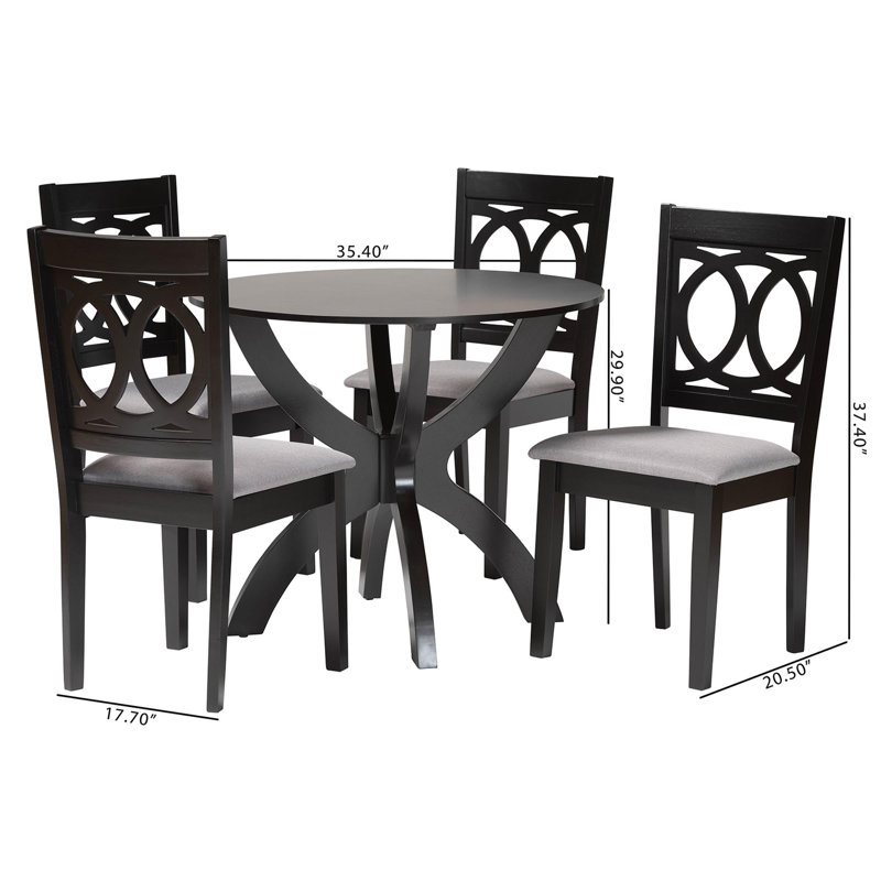 Baxton Studio Rita Modern Grey And Dark Brown Finished Wood 5-Piece Dining Set, Gray