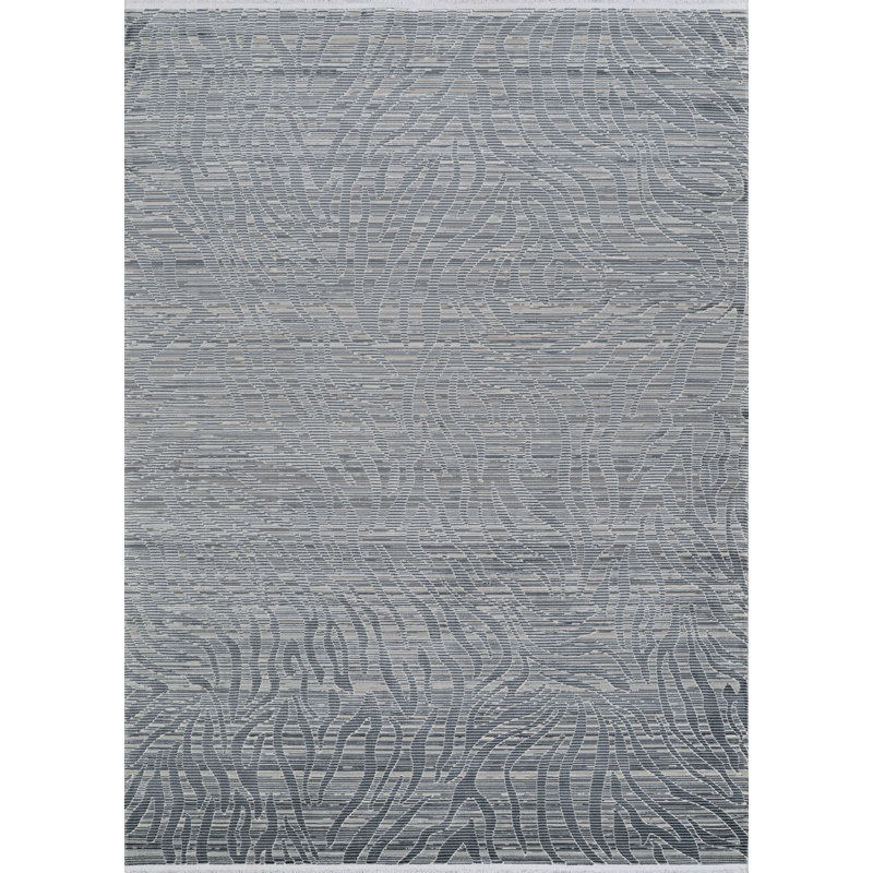 Tapis à imprimé animal en acier - ivoire, Rectangle 5 pi 3 po x 7 pi 2 po