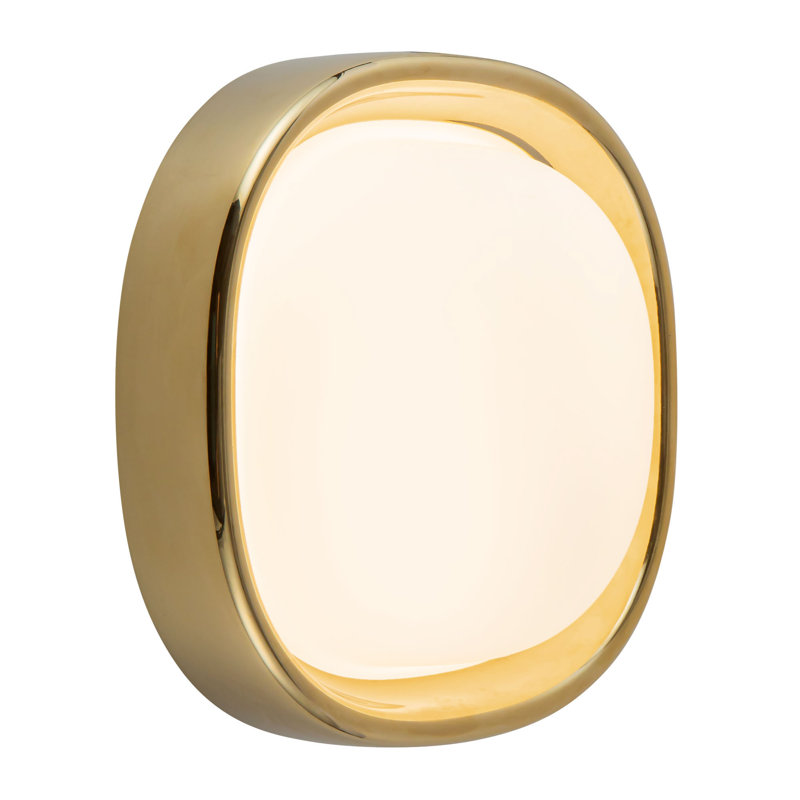 Pebble 8-in Silver dimmable LED Flush Mount, Brass