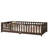 Twin Size Floor Bed With Fence And Door,Rubber Wood Floor Bed With Safety Guardrails,Espresso-956233498-956233495