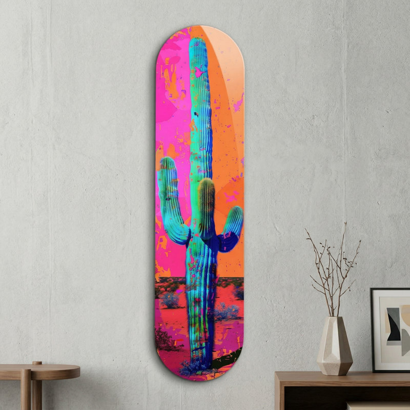 Saguaro Neon Pop Art, impression sur verre
