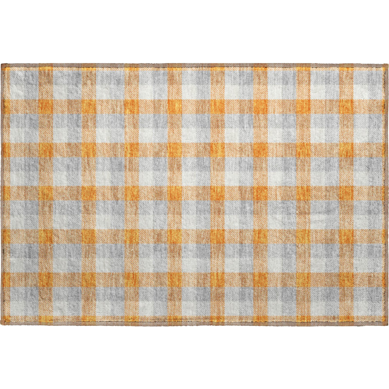 Premium Machine Washable Crumley AMF1053 Plaid Rug, Rectangle 1'8" x 2'6"