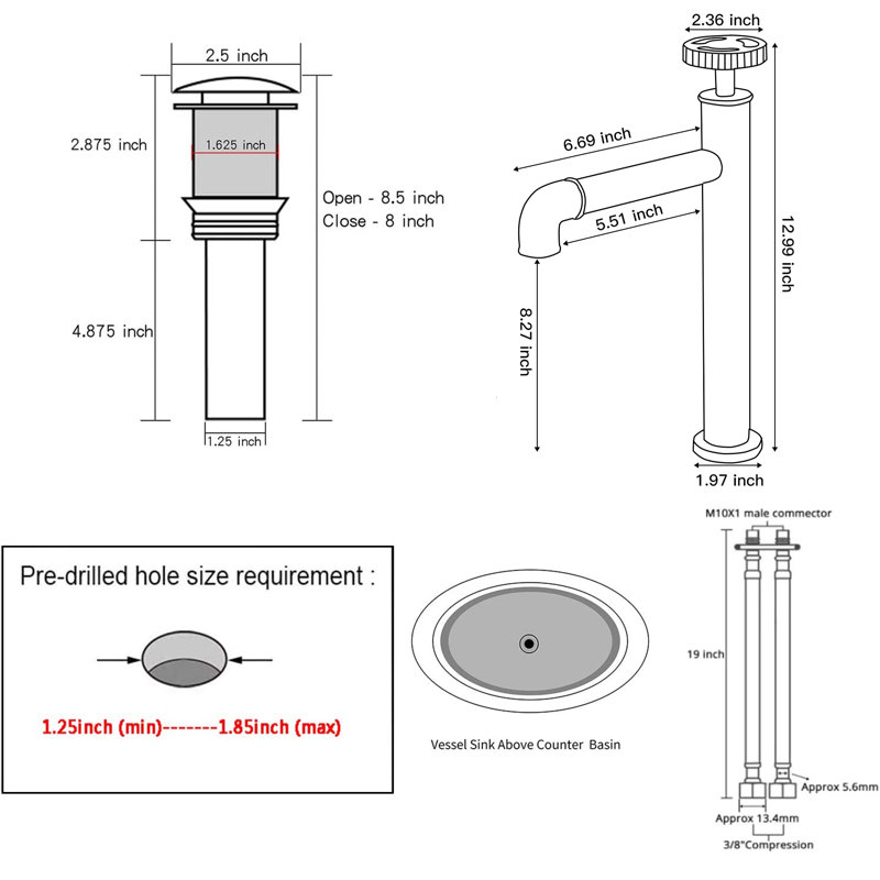 Single-handle Bathroom Faucet with Drain Assembly, Matte Black