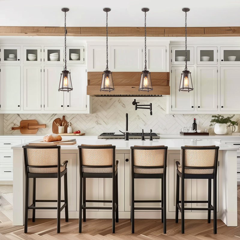 Ifill 1-Light Bronze Single Pendant with Seeded Glass