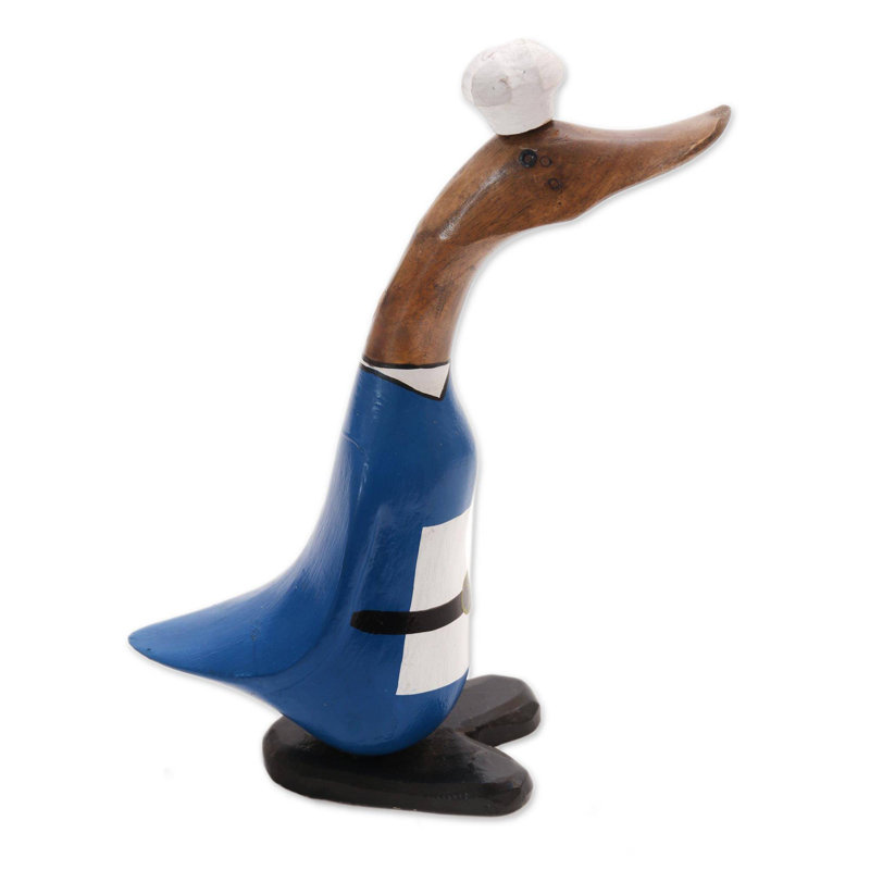 Sculpture racine en bambou et en bois chef de canard Ouest