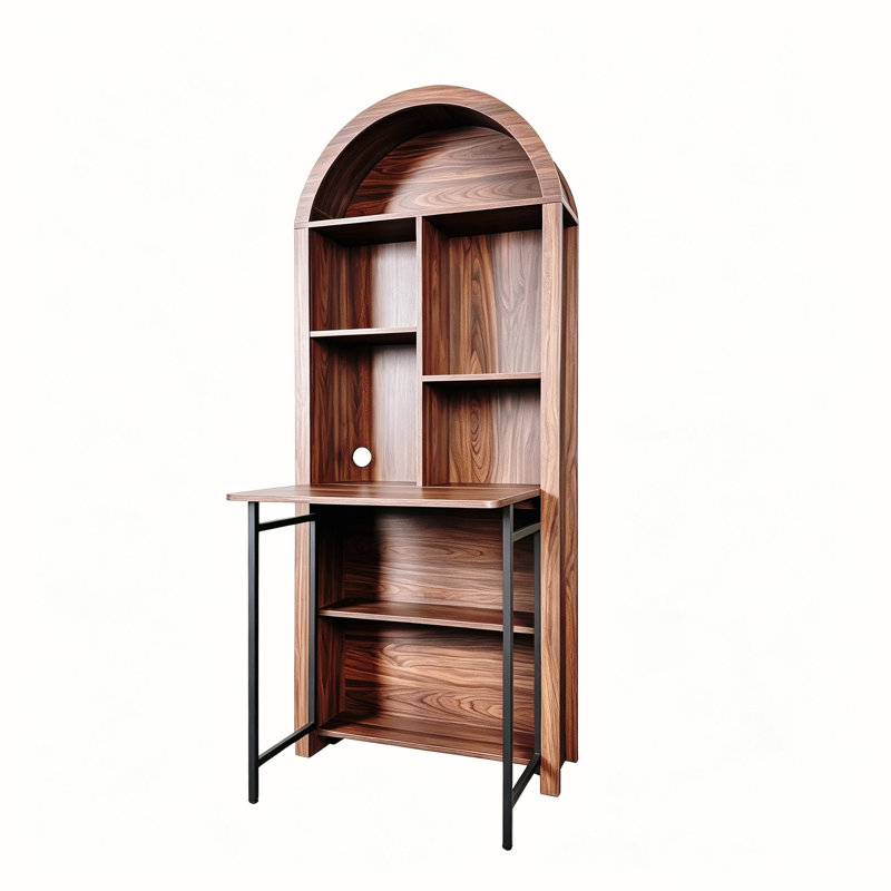 Bureau convertible convertible de bureau en bibliothèque, Brun