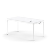 eFloat Quattro, 23 in. D x 58 in. W Sit-Stand Desk with Carbon Black Base, Carbon Black Painted Wood Top, and Black Salzburg Leather Cable Manager