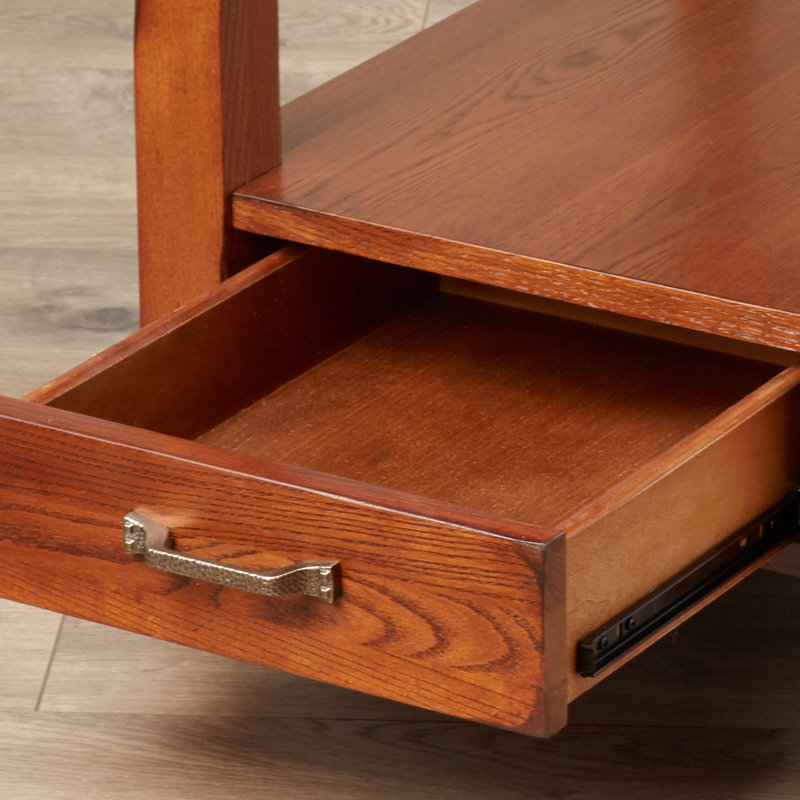 Slatestone Solid Wood End Table in Distressed Rustic Oak