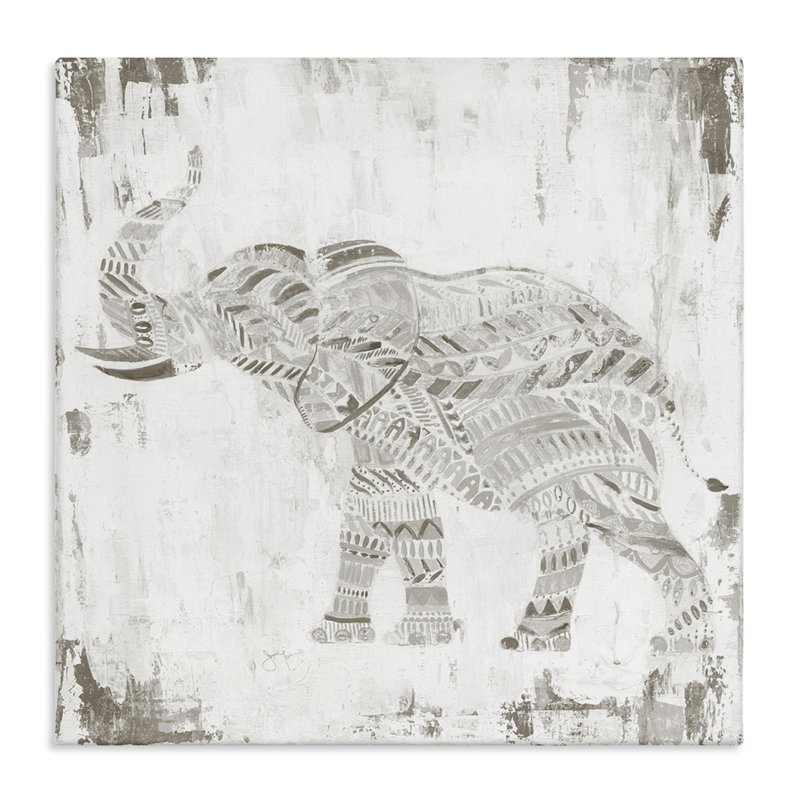 «Boho Stripes Elephant», art mural par Janet Tava, H 24 po x l 24 po
