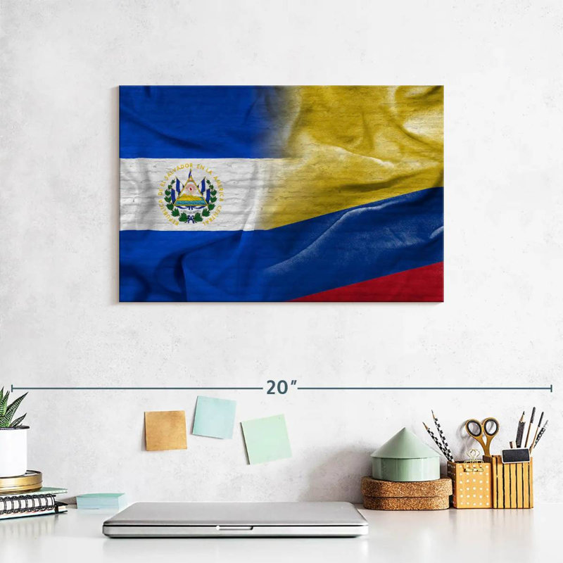 Borges El Salvador And Columbia Flags, 8" H x 12" W