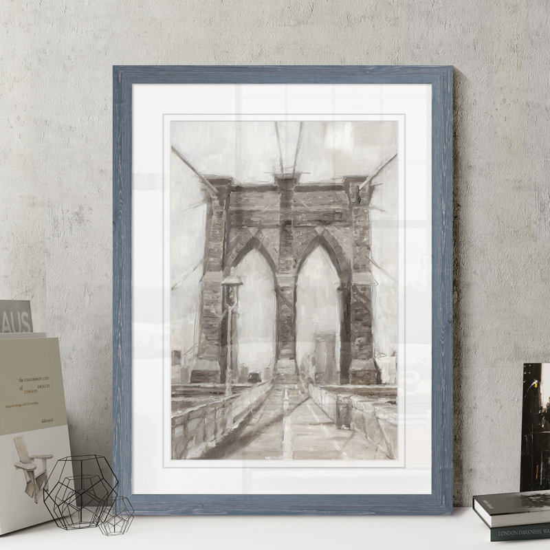 « bridge crossing i » par paul cezanne-cadre photo, reproduction d’art, Cadre en papier gris, H 32 po x l 44 po x 1,25 po