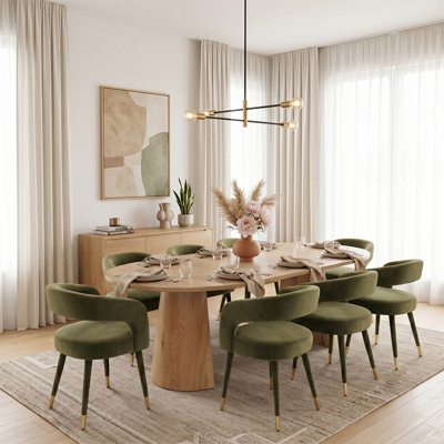 Modern 47"–83" Extendable Dining Set With Velvet Upholstered Arm Chairs