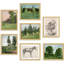 Fine Art Vintage Forest Landscape Horse, abstrait géométrique, encadré sur papier, 7 pièces-92573484