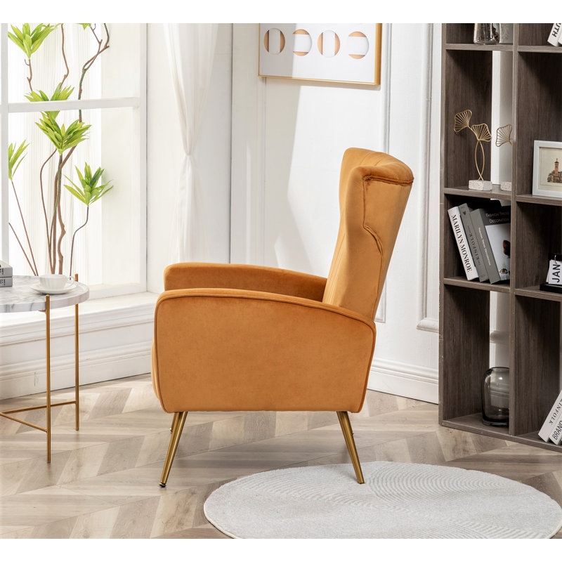Ceijay Velvet Armchair, Mustard Yellow Velvet