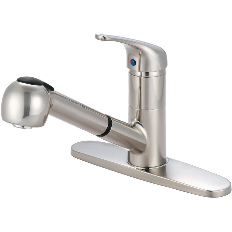 Olympia Faucets Pull Out Kitchen Faucet, PVD Brushed Nickel