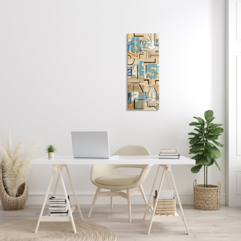 «Abstract Textbook Cutout Collage Bolded Numéros» par Nikki Galapon - impression, Toile tendue, H 30 po x l 13 po