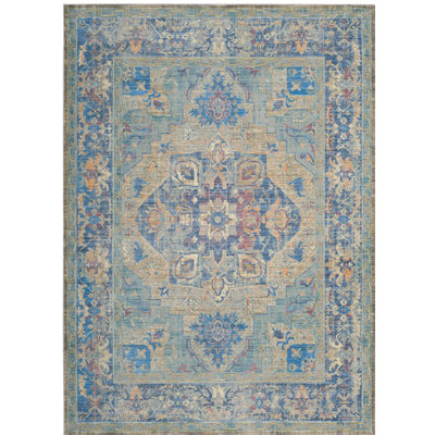 Power Loom Performance Blue/Gray/Beige Rug