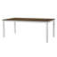 Table de salle à manger extensible de 59 à 77 po pour 4 à 6 personnes, plateau en bois aggloméré peint, table de cuisine de style campagne moderne, pieds en bois d'hévéa massif, peu encombrant pour la cuisine, la salle à manger, le plateau brun et la base beige-1196565961