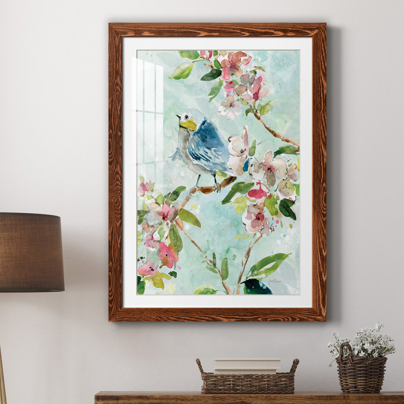 Asbury Garden Song II - peinture encadrée, H 31 po x l 44 po x P 1 po, Toile avec cadre érable