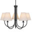Lustre classique / traditionnel noir à 5 lumières l 27 po avec abat-jour en lin pour salle à manger-88314174-88314169