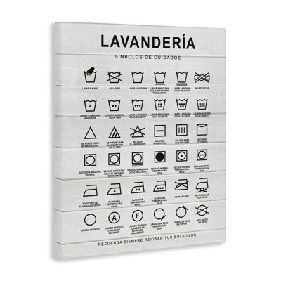 Guía de Lavado de Ropa, Blanco Canvas Wall Art by Lettered and Lined