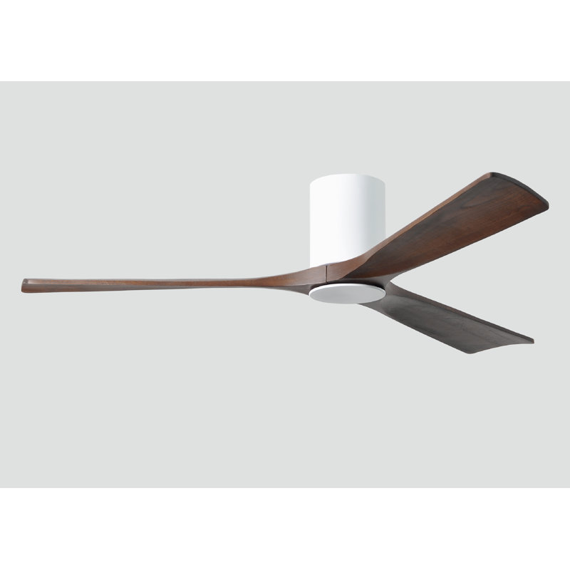 Irene LED Ceiling Fan, Gloss White, Walnut, 60"