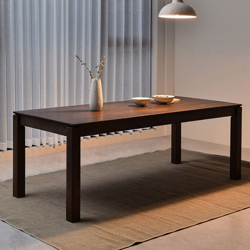 Modern Nut-Brown Rectangular Solid Wood Dining Table, 29.53"H x 82.68"L x 35.43"W