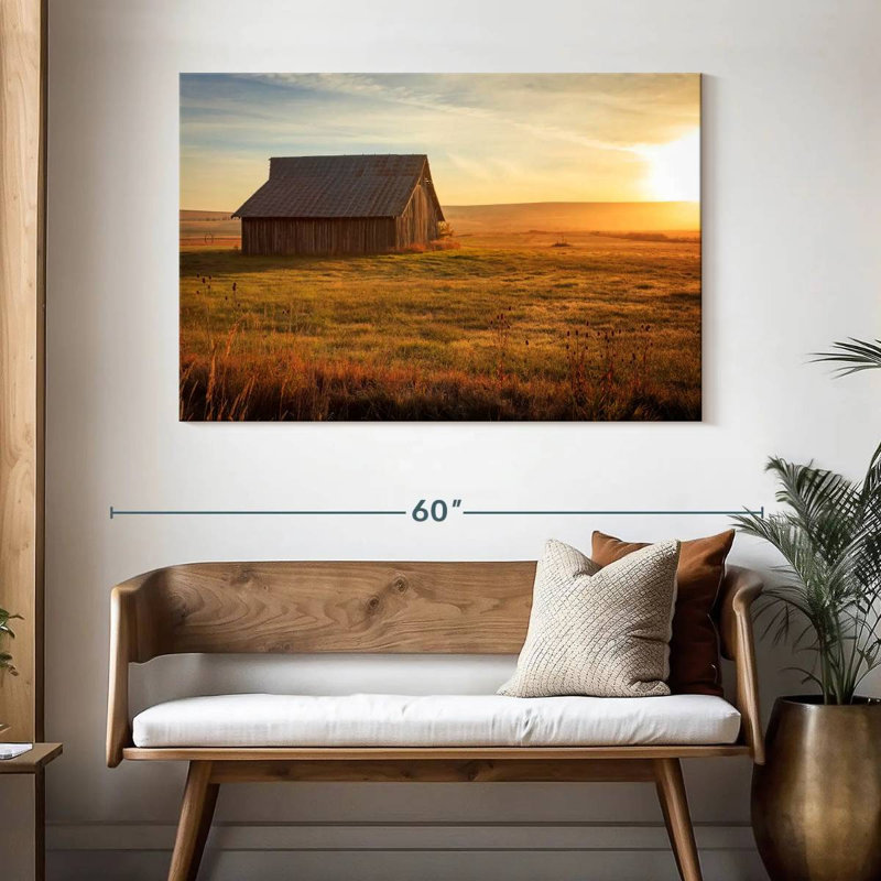 Lilie Wooden Barn At Sunset, 32" H x 48" W