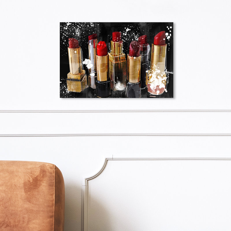 Rouge à lèvres, maquillage, impression sur toile, H 36 po x l 54 po, Toile tendue