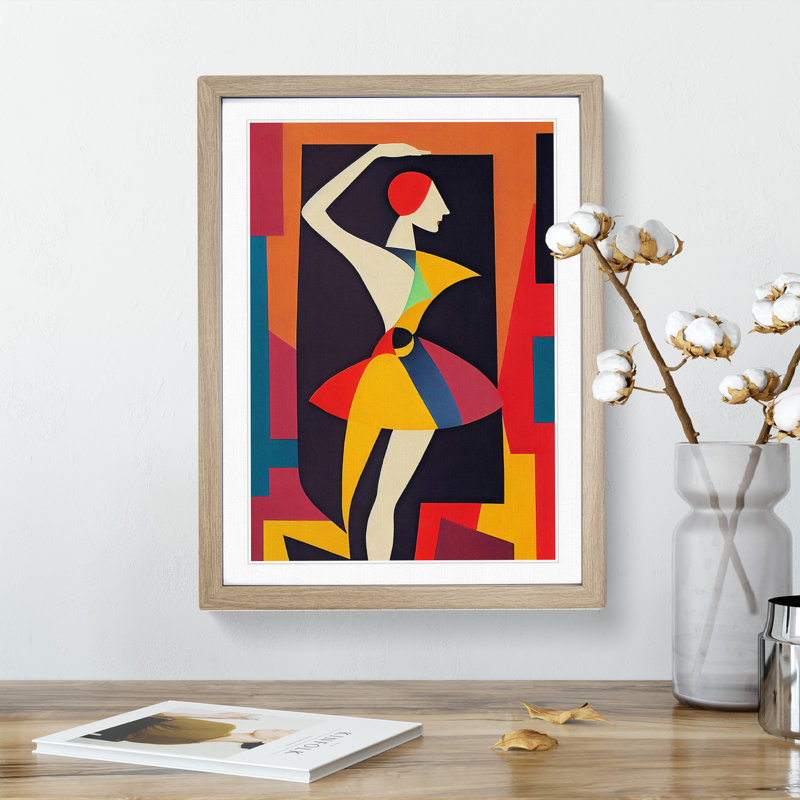 Abstract Ballerina No.3 1 Piece Single Picture Frame Wall Art, 34cm H x 25cm W x 2cm D, Oak
