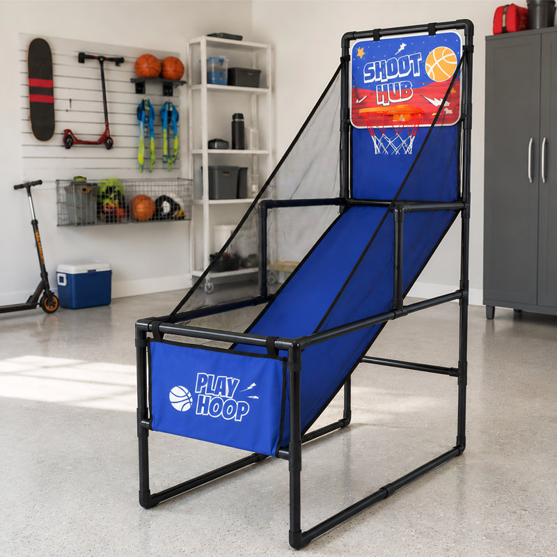 Jeu d'arcade de basketball pliable pour enfants avec 2 balles et pompe, cerceau intérieur à un coup