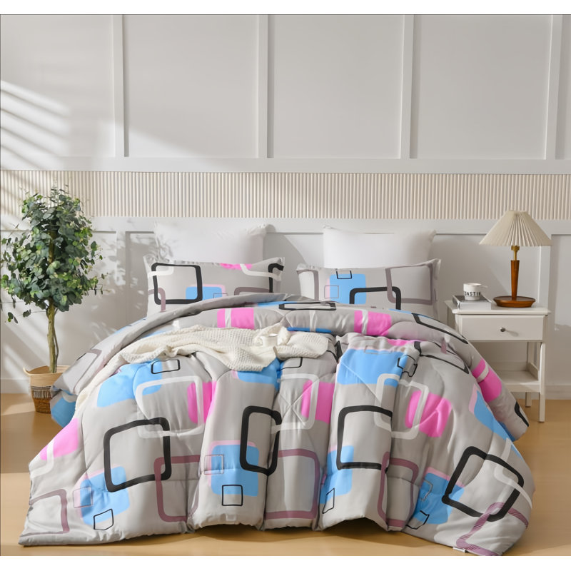 L'ensemble de courtepointe géométrique 2/3-pièces est simple, élégant, doux et résistant à la décoloration, parfait pour les chambres à coucher modernes.