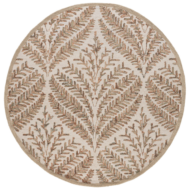 Andresky Hand Tufted Wool Ikat Rug, Round 7'
