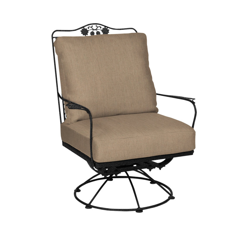 Briarwood Swivel Outdoor Lounge Chair, Canvas Heather Beige Sunbrella® Canvas, Textured Black