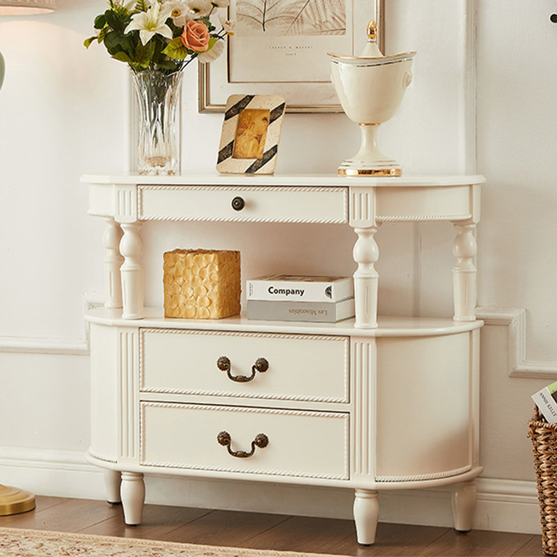 White Solid Wood Console Table, 32.68" H x 35.43" W x 11.81" D