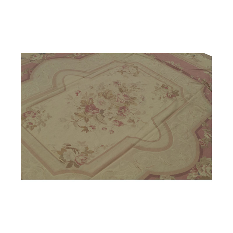 Hand-Knotted High-Quality Rose and Beige Area Rug