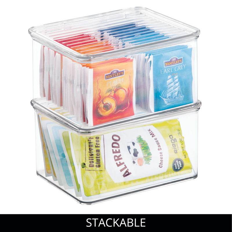 iDesign Stackable Hinged-Lid Pantry or Kitchen Storage Box - Lidded Storage Box for Organizing Cabinets and Under Sinks